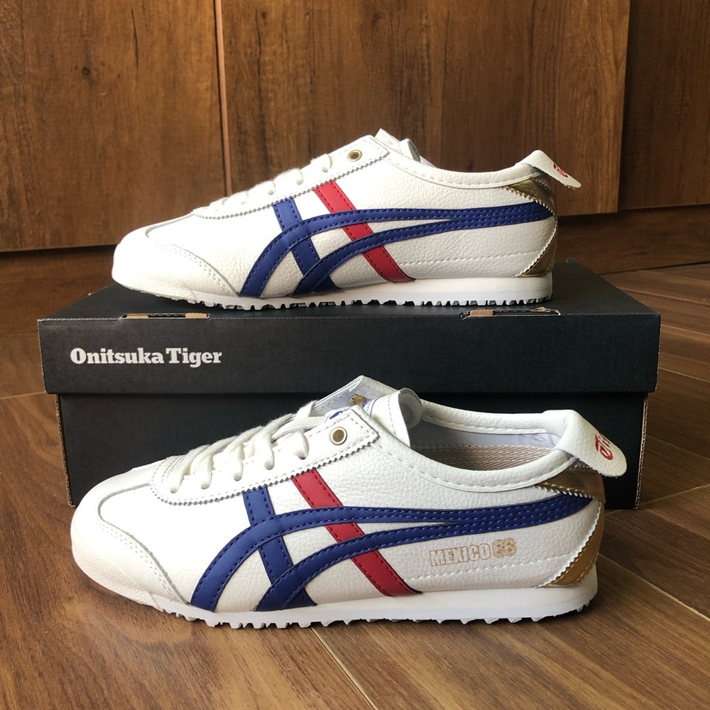 Onitsuka Tiger by Asics White, Blue, and Red Sneakers